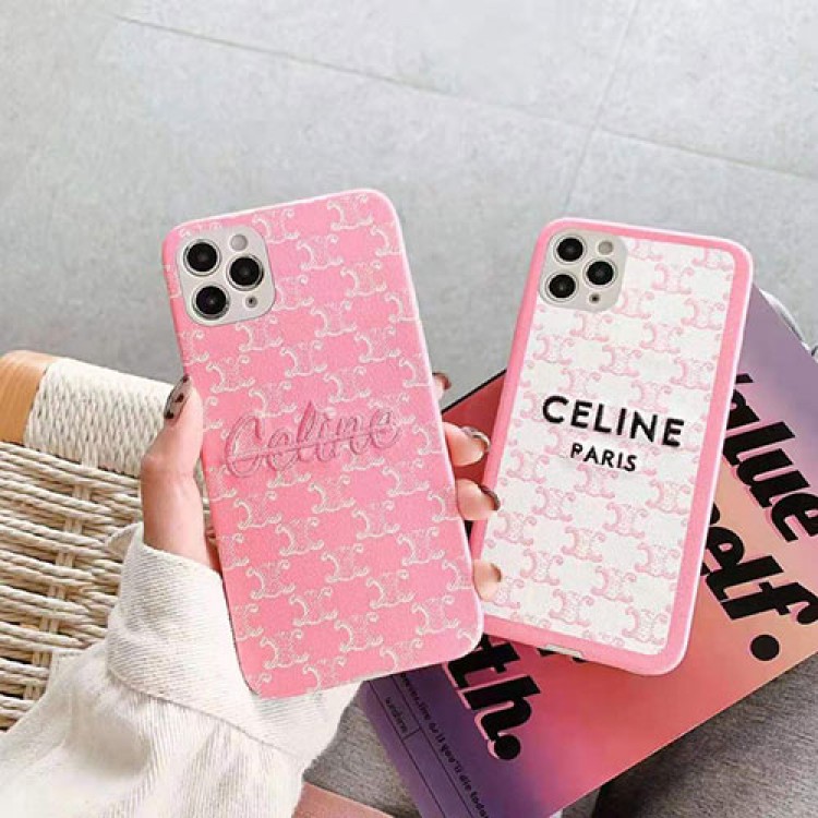 Celine セリーヌ ブランド ケース 刺繍風 iphone 12 mini/12 pro max/11ケース シリコン 柔らか CELINE 韓国風huawei p40 ピンク 全機種対応 メンズ レディース向け