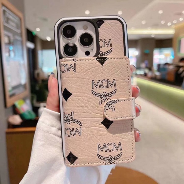 mcm アイフォン13mini/14ケース ブランド 収納型 エムシーエム iphone
