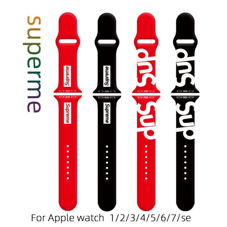 Supreme シュプリーム男性向けアップルウオッチ se2/7 8 9 スポーツベルト 上質ブランドiwatch 7 8 9 バンド 丈夫ブランド apple watch ultra 2 49mmシリコンバンド 痛くないApple Watch 9 ultra/8/7/6ブランドベルト 流行り