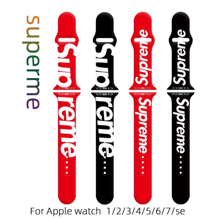 Supreme シュプリーム男性向けアップルウオッチ se2/7 8 9 スポーツベルト 上質ブランドiwatch 7 8 9 バンド 丈夫ブランド apple watch ultra 2 49mmシリコンバンド 痛くないApple Watch 9 ultra/8/7/6ブランドベルト 流行り