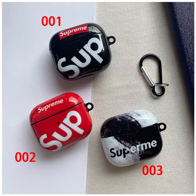 Supreme シュプリームかわいいエアーポッズ4/3/2/1カバー個性ブランドairpods 4 3/プロ2カバーパロディメンズ向けAirPods 4/3/2/1ケースブランドかっこいいブランド若者オシャレエアーポッズ4 3 pro2/proケース耐衝撃