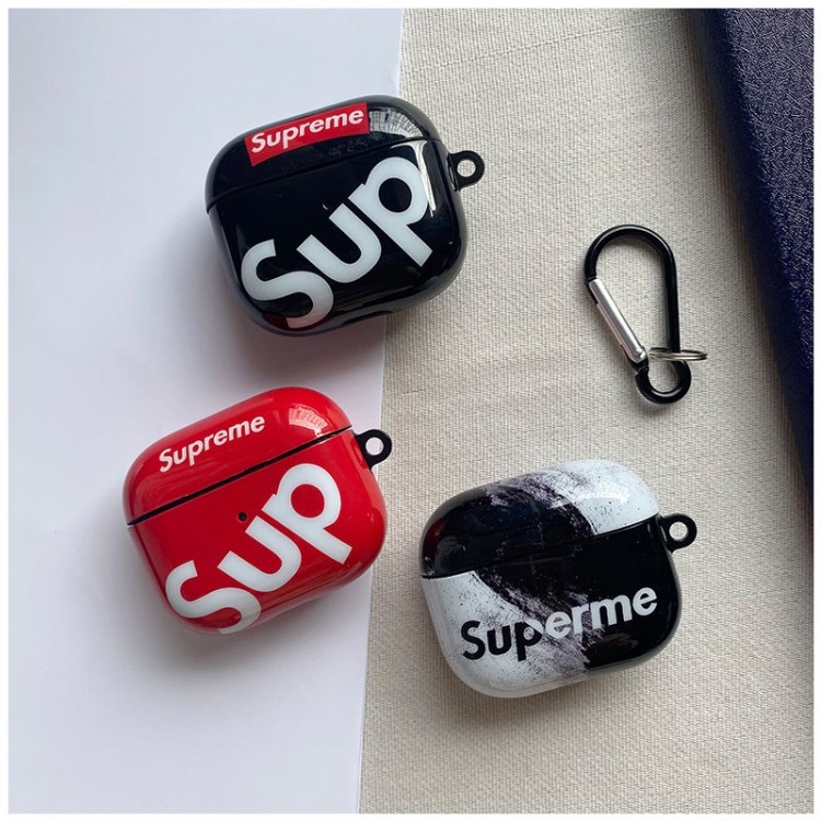 Supreme シュプリームかわいいエアーポッズ4/3/2/1カバー個性ブランドairpods 4 3/プロ2カバーパロディメンズ向けAirPods 4/3/2/1ケースブランドかっこいいブランド若者オシャレエアーポッズ4 3 pro2/proケース耐衝撃