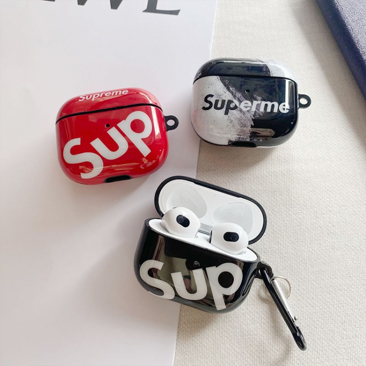 Supreme シュプリームかわいいエアーポッズ4/3/2/1カバー個性ブランドairpods 4 3/プロ2カバーパロディメンズ向けAirPods 4/3/2/1ケースブランドかっこいいブランド若者オシャレエアーポッズ4 3 pro2/proケース耐衝撃