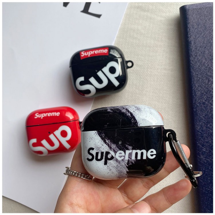 Supreme シュプリームかわいいエアーポッズ4/3/2/1カバー個性ブランドairpods 4 3/プロ2カバーパロディメンズ向けAirPods 4/3/2/1ケースブランドかっこいいブランド若者オシャレエアーポッズ4 3 pro2/proケース耐衝撃