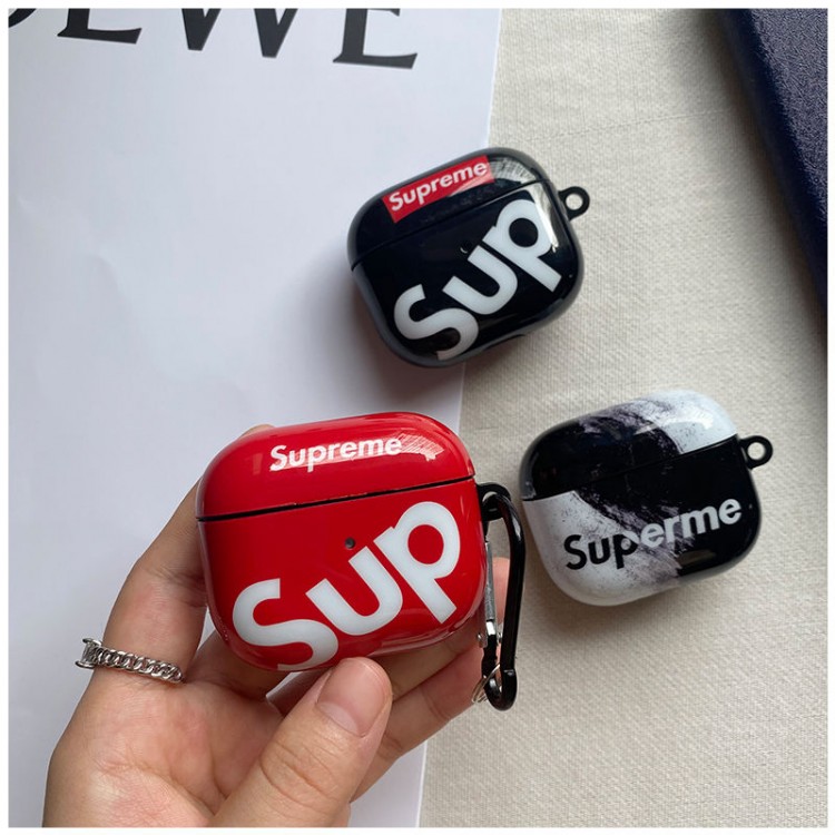 Supreme シュプリームかわいいエアーポッズ4/3/2/1カバー個性ブランドairpods 4 3/プロ2カバーパロディメンズ向けAirPods 4/3/2/1ケースブランドかっこいいブランド若者オシャレエアーポッズ4 3 pro2/proケース耐衝撃