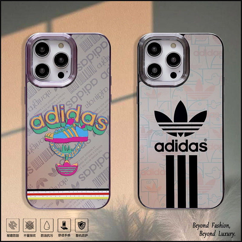 Adidas アディダスブランドアップル15+ 16 14proケース激安パロディiPhone 16 15 plus 14 pro maxブランドスマホケース