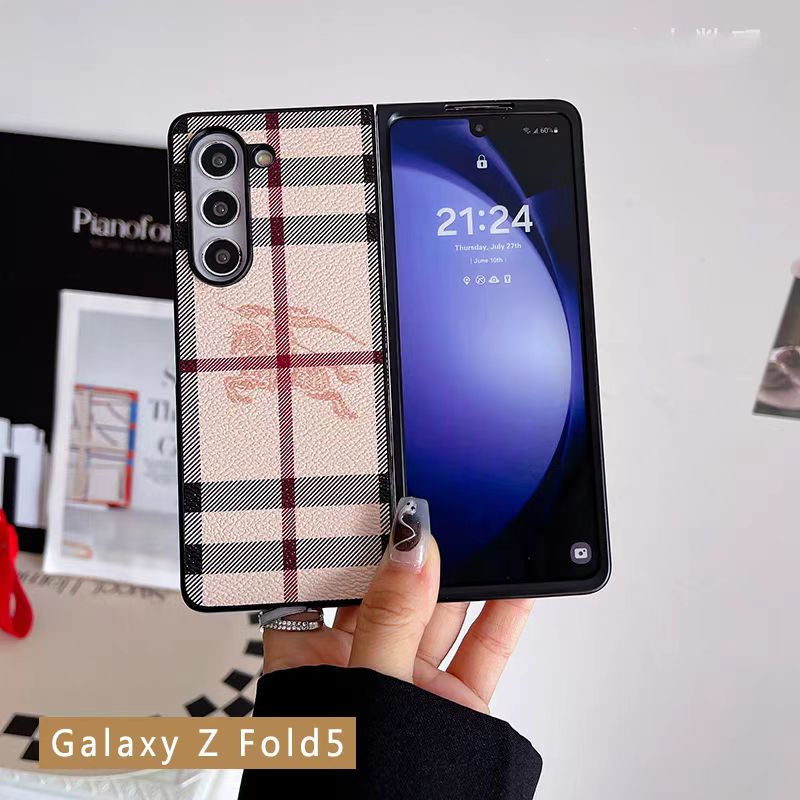 Burberry バーバリーGalaxy z flip6 fold6 ケース男女兼用ハイブランドGalaxy z flip 5 4 3 6携帯ケースビジネス