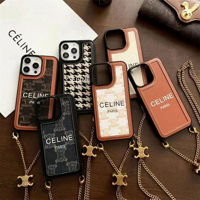 CELINE セリーヌアイフォン16 pro max 15 14 16 plusハイブランドケース iPhone16  15pro max 16pro 13 12スマホカバー耐衝撃オシャレ 斜め掛け