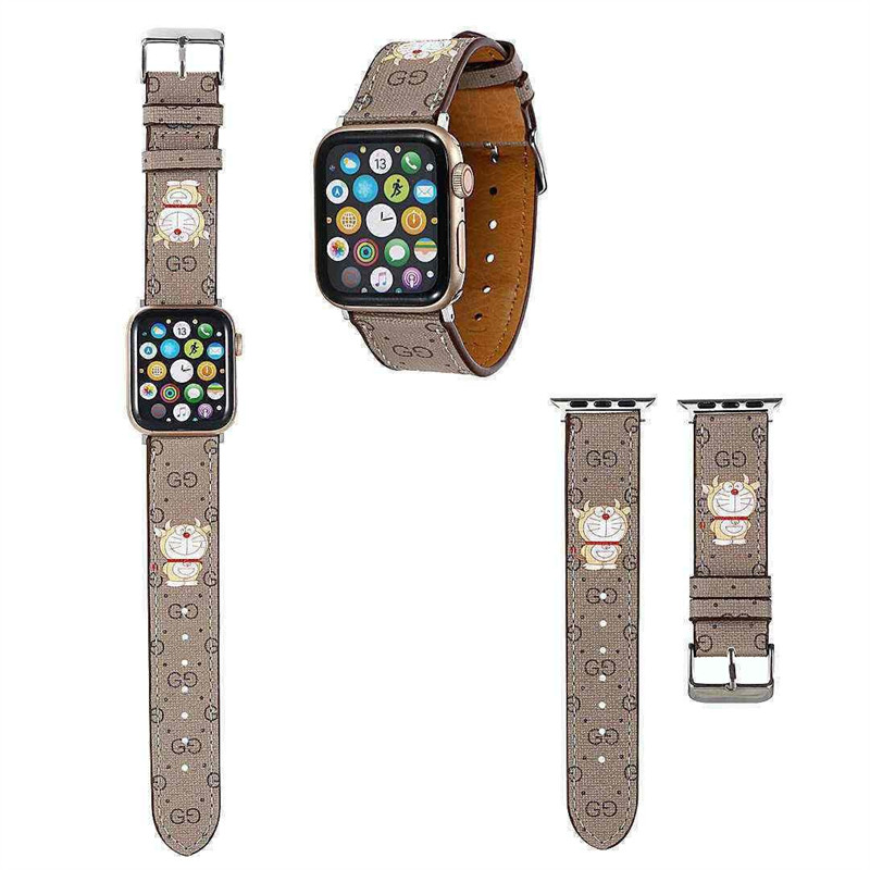 Gucci グッチ  軽量 フィット 通気性ハイブランドアップルウォッチ9 8/se2革ベルト 耐久性Apple Watch 9 ultra/8/7/6ブランドベルト 流行り